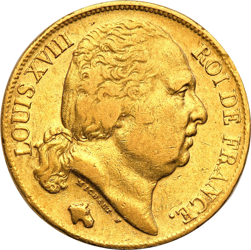 Francja. Ludwik XVIII. 20 Franków 1818 A, Paryż